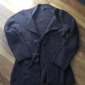 Barretti wool/mohair blend open tie plum cardigan sweater Size Large